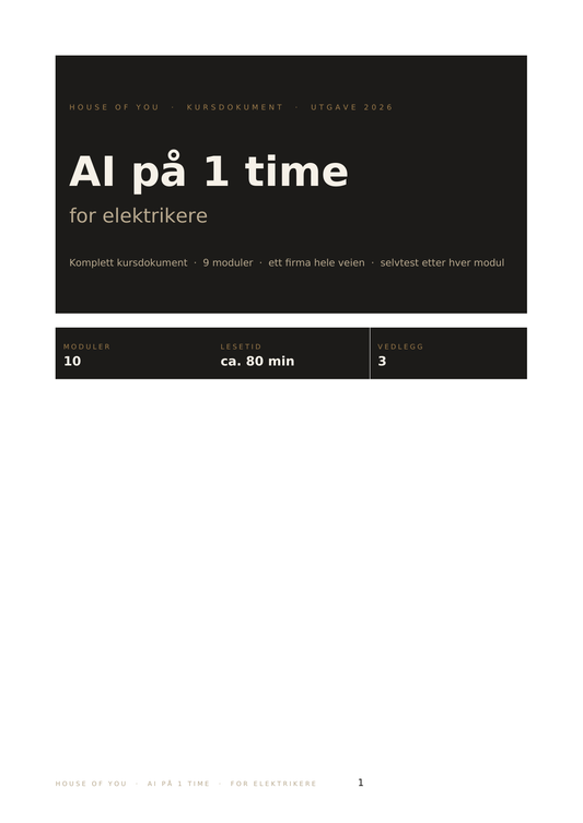 AI på 1 time — kursdokument for elektrikere
